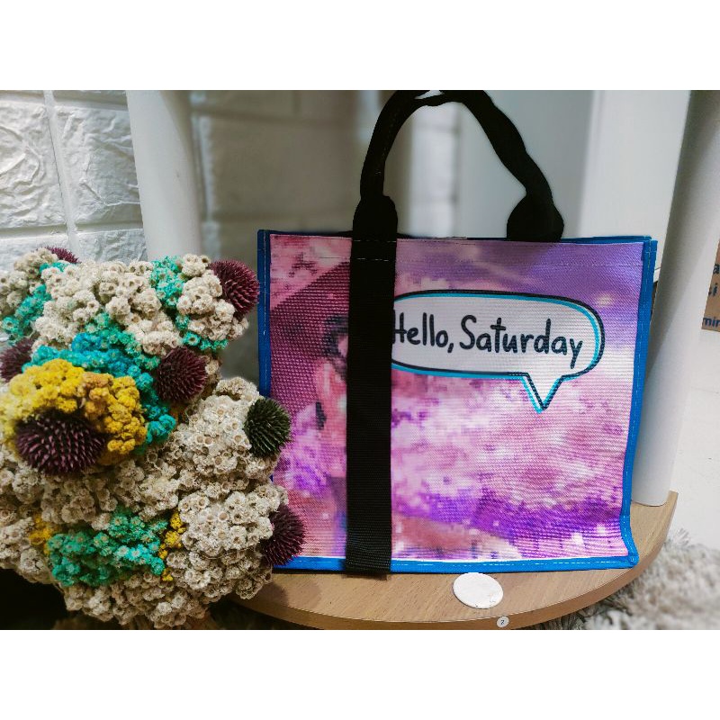 tas jinjing totebag bahan kanvas waterproof print day nama hari abstrak model tali kekinian