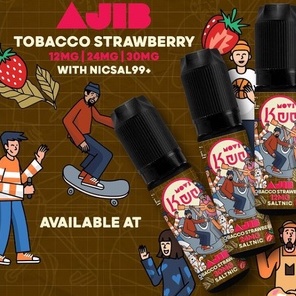 LIQUID KUY AJIB TOBACCO STRAWBERRY WITH NISCALL 99+ BY MOVI AUTHENTIC 100% | 12MG 24MG 30MG