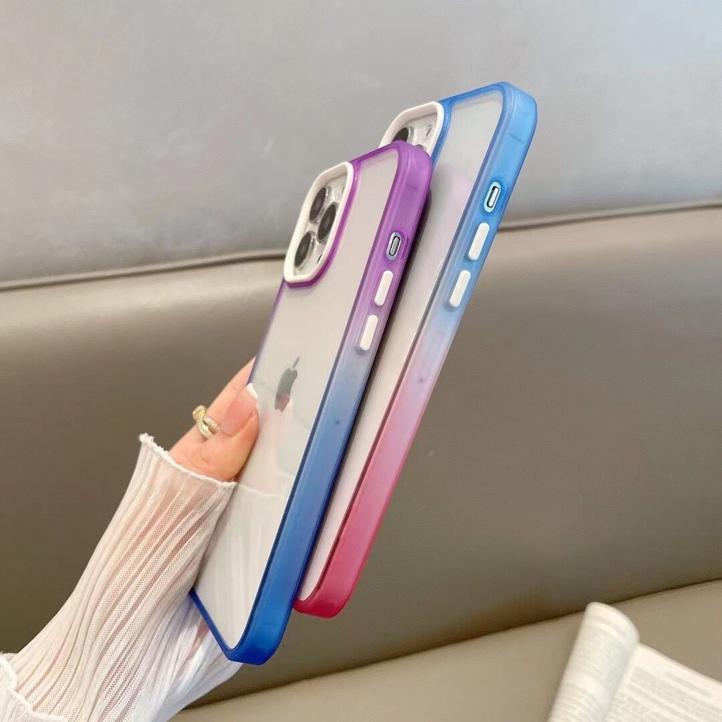 Case TPU Akrilik Bening Gradasi Kualitas Tinggi Untuk iPhone 11 Pro Max 12 Pro Max 13 Pro Max