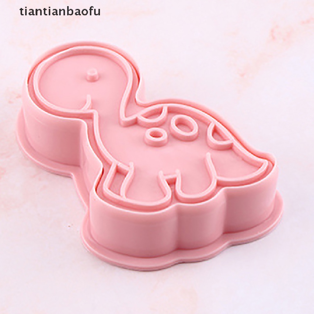 6 Pcs / set Stempel Pemotong Kue / Biskuit Bentuk Kartun Dinosaurus 3D Bahan Plastik