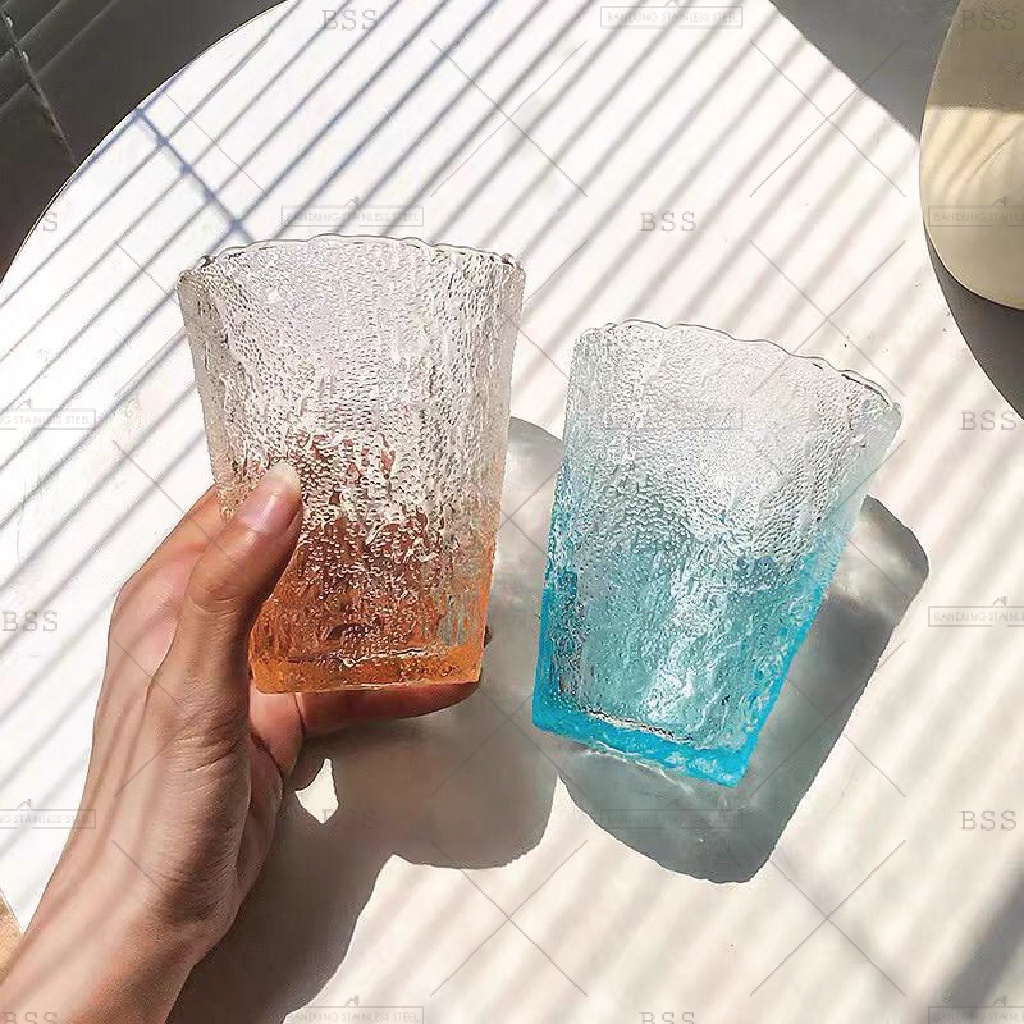 Vintage Retro 260ml Gelas Kaca Gelas Estetik Aesthetic Unik Cantik Drinking Glass