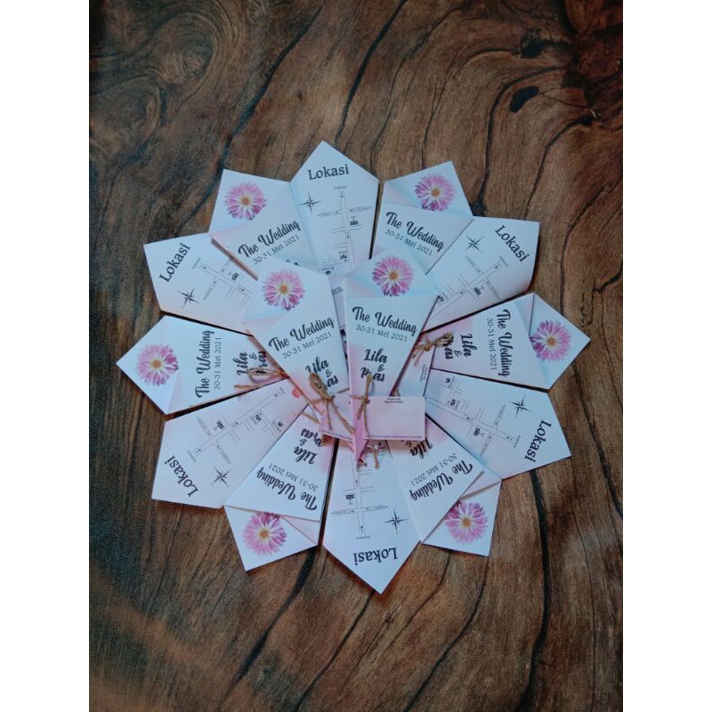 cetak undangan pernikahan Bouqet / undangan unik / undangan 3D / undangan kertas Jasmine Glitter
