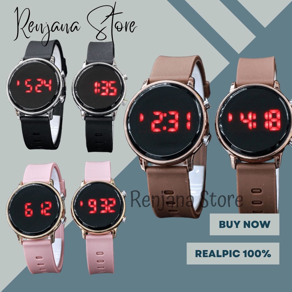 JAM TANGAN WANITA LED WATCH DIGITAL JSS 3415 SERIES TALI RUBBER WARNA BULAT TOP QUALITY TERBARU