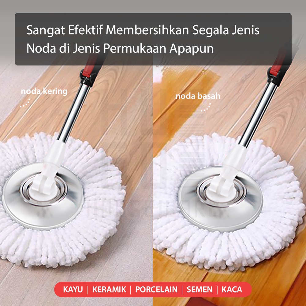 HUGO Alat Pel Lantai Ultra Mop Kano - Pel Lantai Praktis Peras Otomatis Spin Mop Black