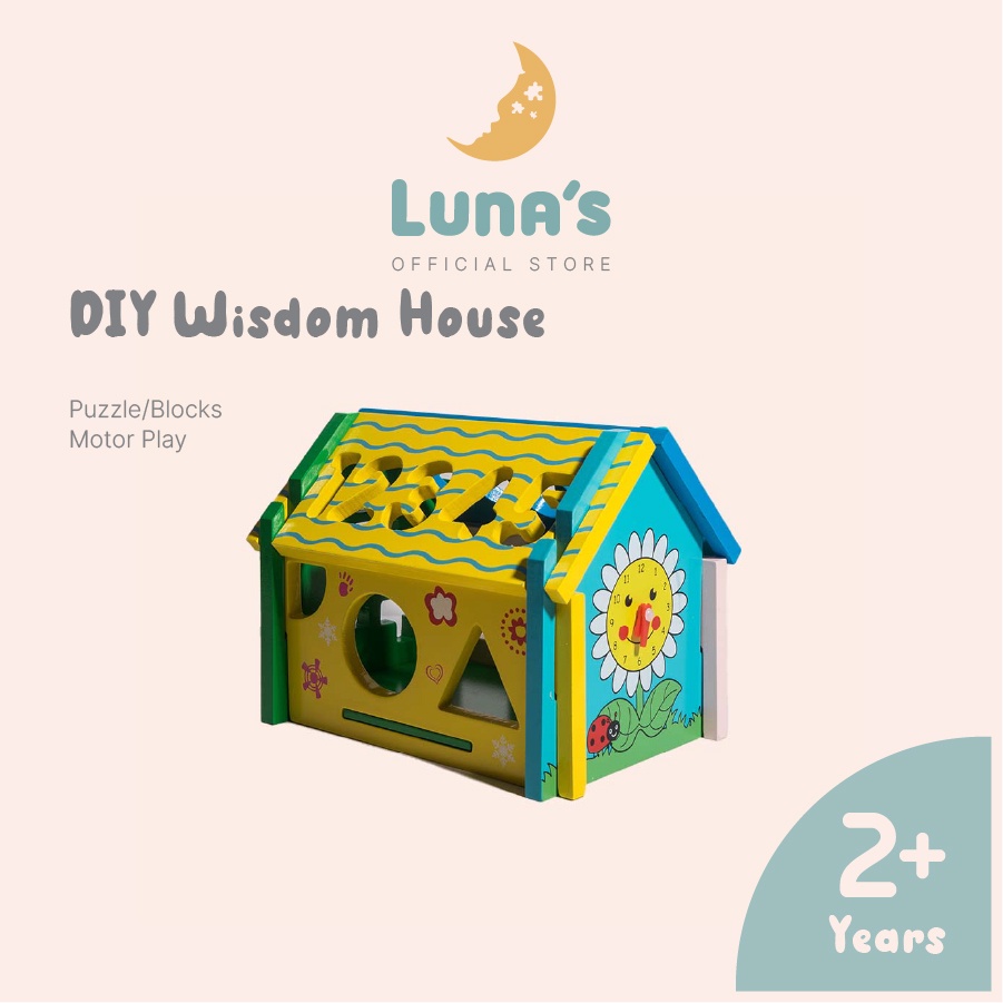 Luna's Puzzle Mainan Wisdom House Mainan Rakit Sorting Shape Sorter Wooden Toys Mainan Edukasi Anak