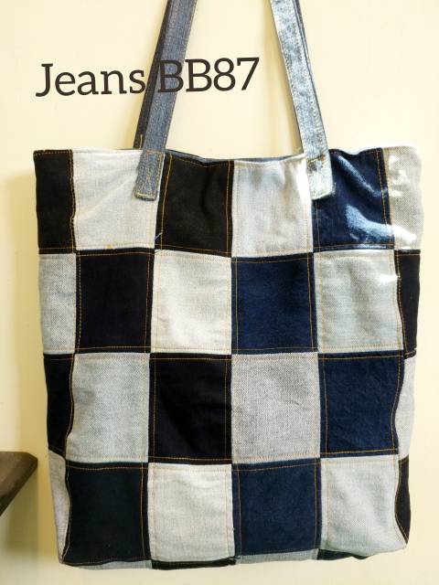 Tas jeans casual wanita denim bag import tali panjang