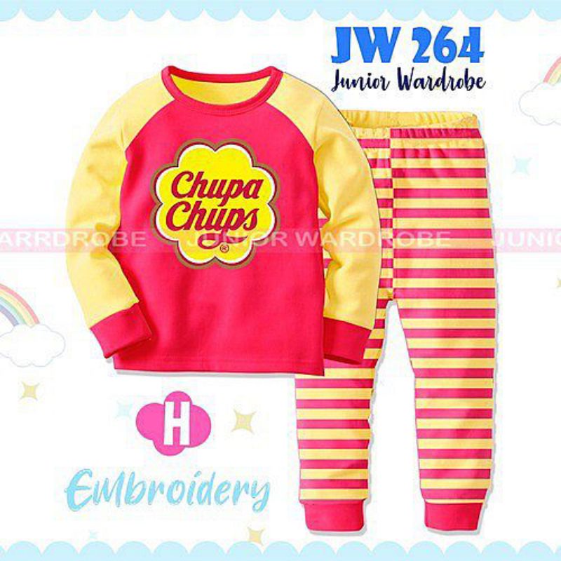 Setelan Baju Tidur Anak Kecil Karakter Chups Chups Korea Rumah Santai Katun Anak Kecil Cewek Cowok P