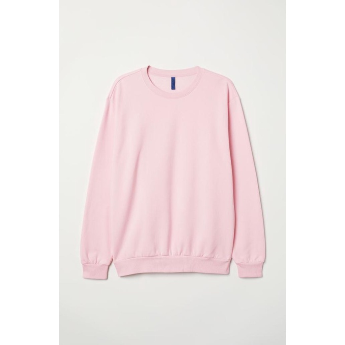 (DONE) JAKET SWEATER CREWNECK DISTRO BABY PINK MUDA POLOS CUSTOM PRIA WANITA - M TERMURAH