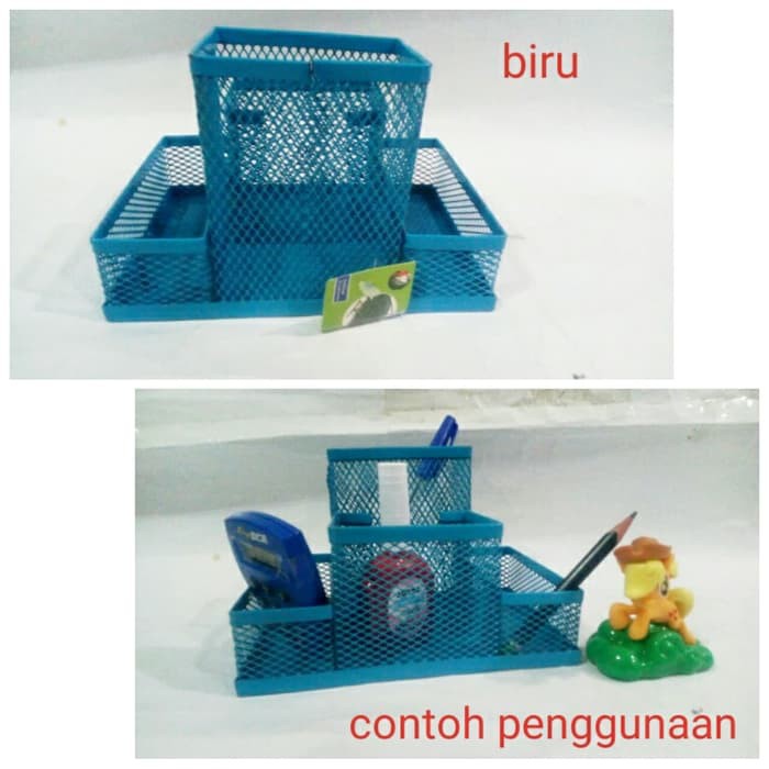 

Tempat pensil pulpen sekolah di meja belajar / Alat tulis kantor bagus - Biru Berkualitas