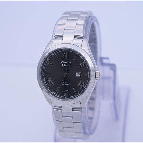 Jam Tangan Wanita Alexandre Christie Ac 2711 Silver Plat Hitam Original