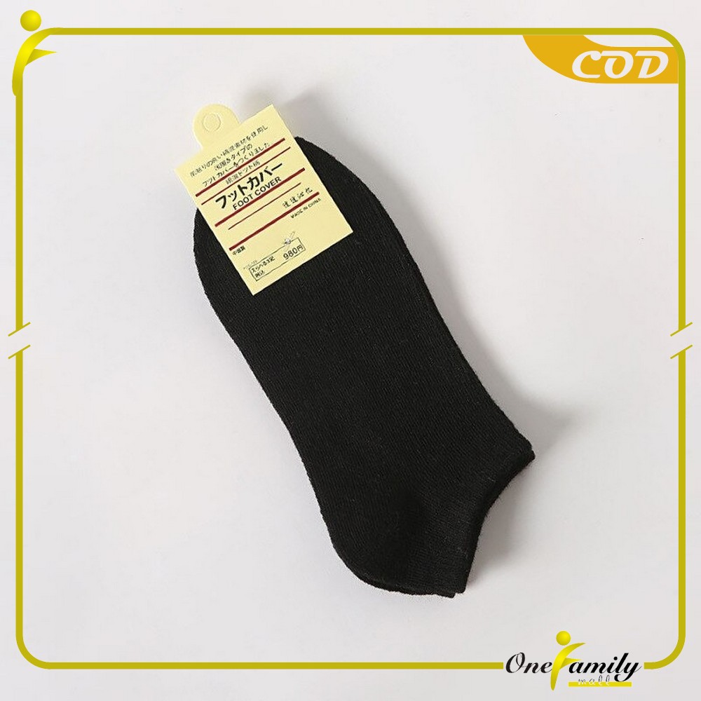 ONE-P59 Kaos Kaki Semata Kaki Polos / Kaus Kaki Wanita / Kaos Kaki Ankle Dewasa / Short Socks Import-HITAM