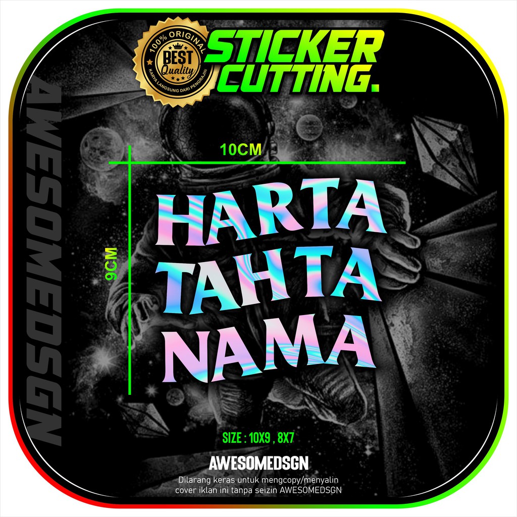 

sticker cutting custom harta tahta nama hologram