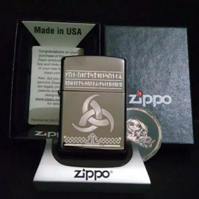 DISKON Zippo Original USA 49302 Odin 2 Side Black Ice
