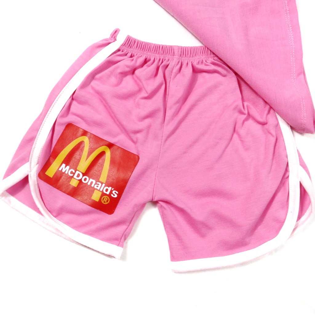 SETELAN FASHION SIKUNING MOTIF MCD BAJU ANAK PEREMPUAN BAHAN KAOS GAMBAR SABLON 2-7 TAHUN