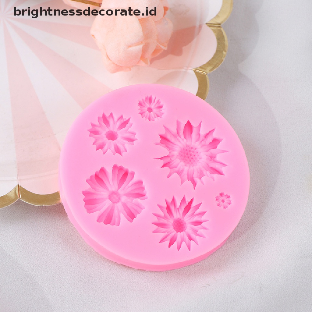 Cetakan Adonan Kue Fondant Desain Sunflower Petals 3d Bahan Silikon