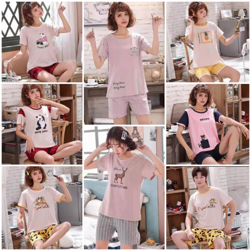 Piyama Import Murah / Piyama Wanita Dewasa / Baju Tidur Wanita / Setelan Hotpant C09-B1