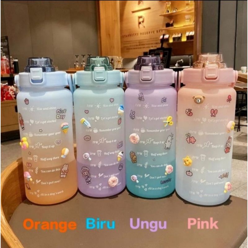 Botol minum korea/ tempat air minum viral / botol kekinian gradasi pelangi 2 liter BPA FREE