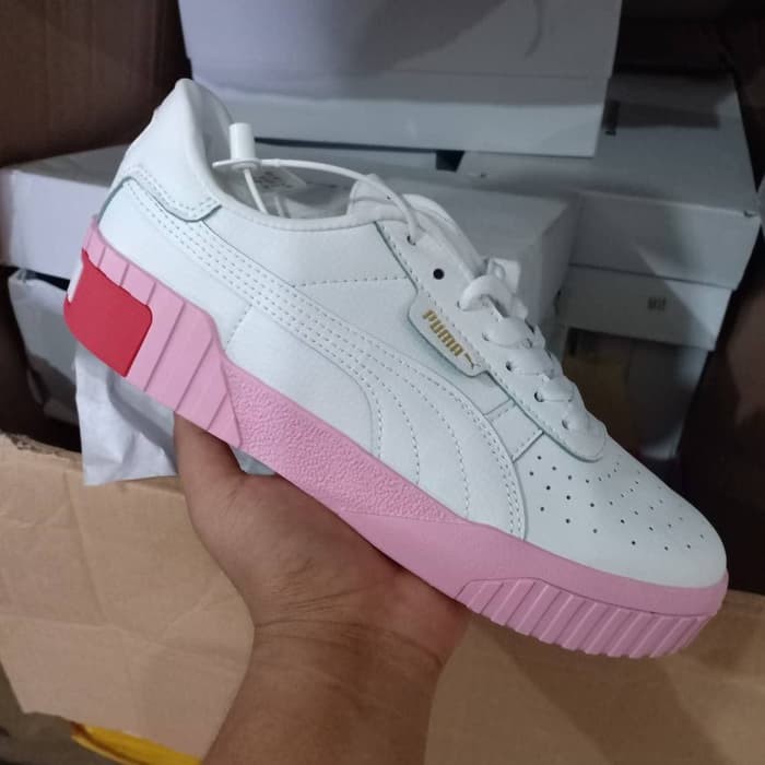Asli Sepatu Puma Cali White Pink Original Murah Sport Running