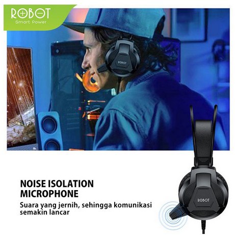 Robot RH-P10 / RHP10 Headset Headphone Gaming Komputer PC Laptop 3.5mm + Mic free splitter Y