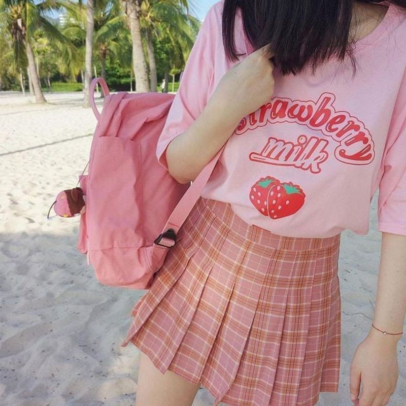 KAWAII GINGHAM PINK TENNIS SKIRT C004