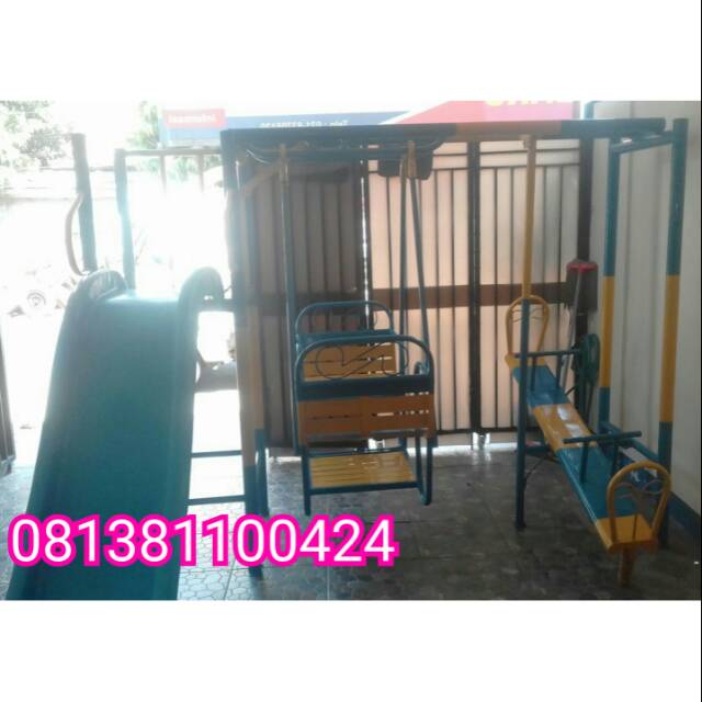 Mainan outdoor mainan paud tiga set perosotan ayunan jungkitan ape luar free ongkir jkt