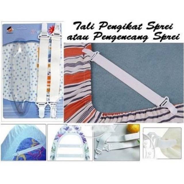 TS01 - Pengait Jepitan Penjepit Sudut Sprei Bed Sheet Grippers ISI 4pcs Tali Karet Ujung Sprei