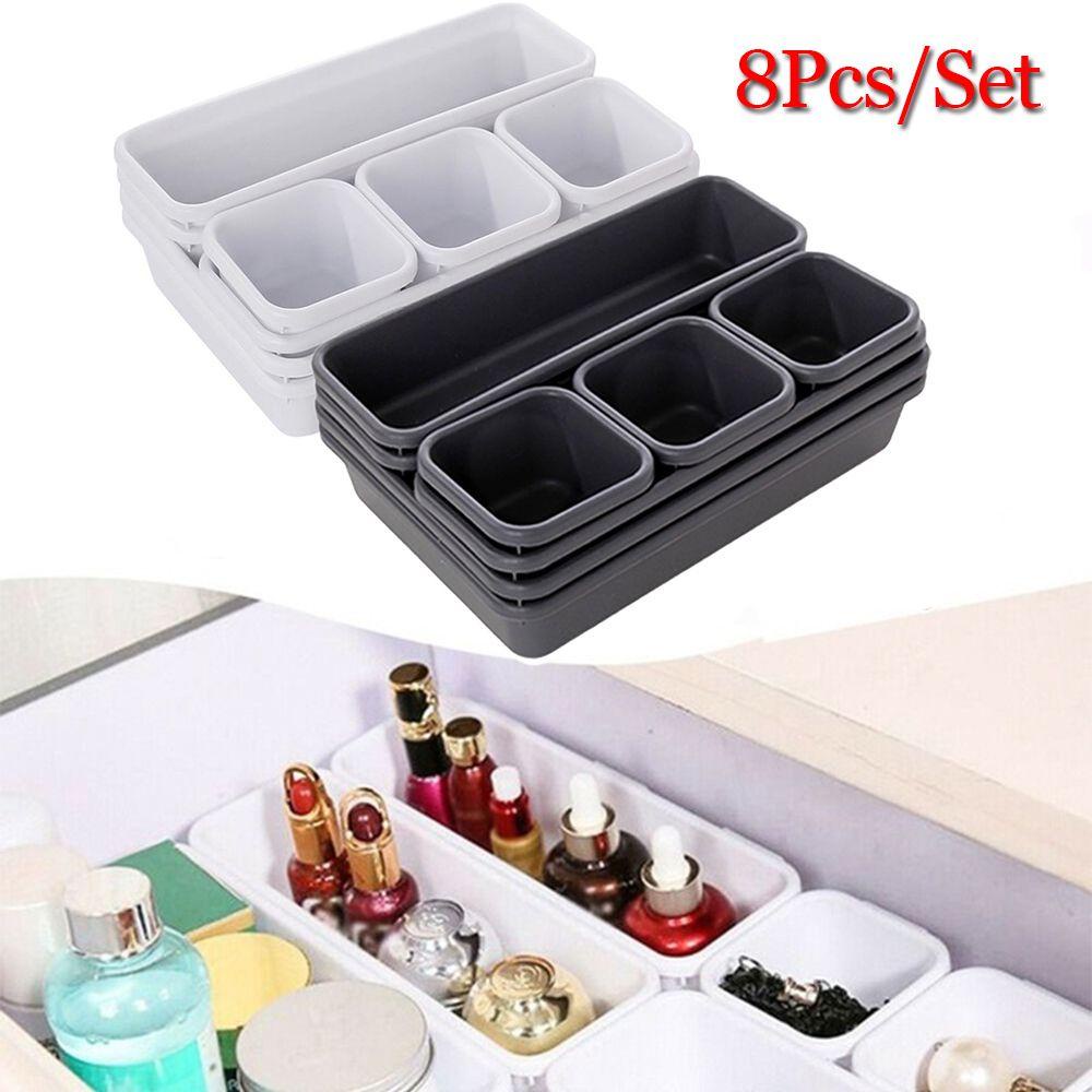 Solighter 8pcs/set Laci Organizer Fashion Hemat Ruang Perhiasan Plastik