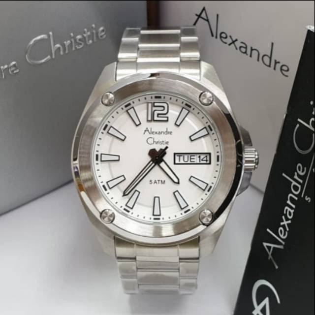 ALEXANDRE CHRISTIE AC8609 SILVER DIAL BLACK PRIA.ORIGINAL GARANSI RESMI 1 TAHUN