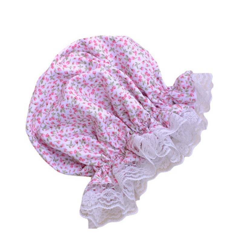 Mary Topi Bonnet Bayi / Anak Perempuan Print Bunga Hem Renda Ruffle Elastis Gaya Vintage