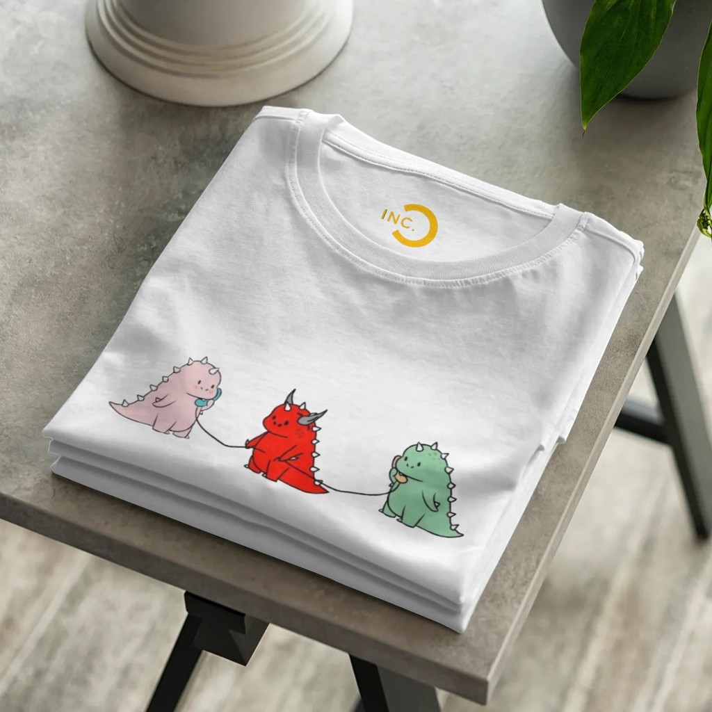 Kaos Dino Tiktok Viral Lucu Dewasa dan Anak Cotton Combed 24s Premium Bisa Upgrade Lengan Panjang