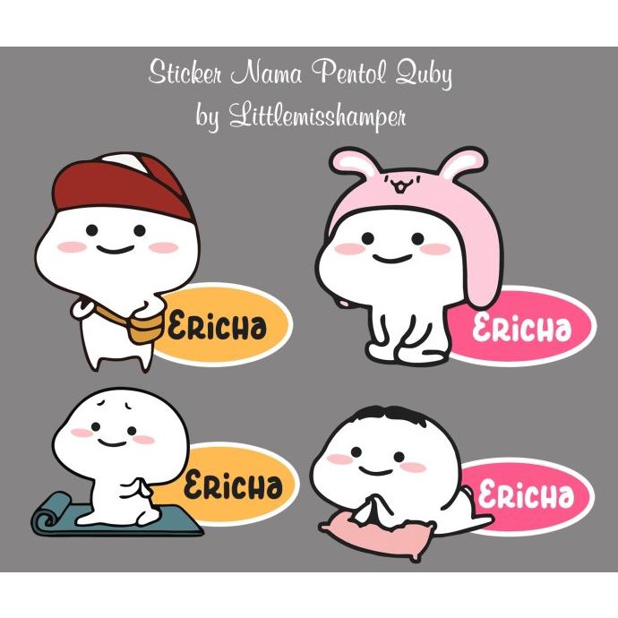 

(BISA COD) Sticker label buku nama waterproof cute kawaii pentol quby STOK TERBATAS Kode 1165