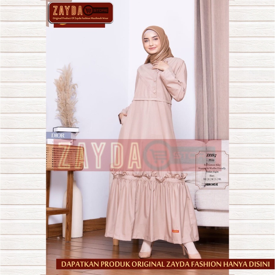Gamis Remaja Terbaru Gamis Zayda Fashion Gamis Wanita Katun Original ZG87 Milo