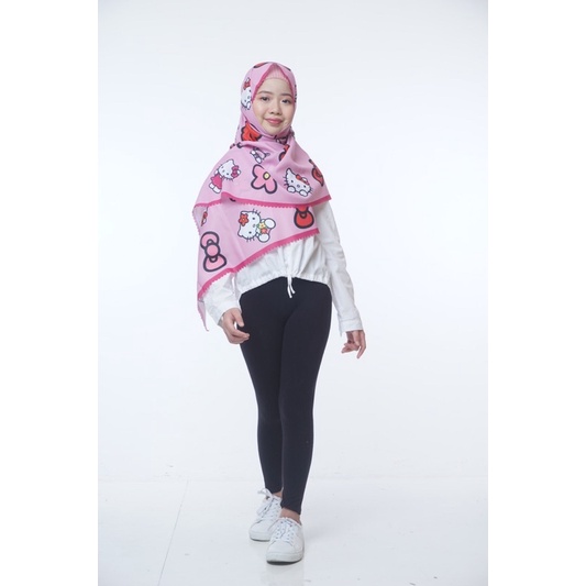 PASHMINA MOTIF HELLOKITTY / PASHMINA ANAK / HIJAB ANAK / JILBAB ANAK / KERUDUNG ANAK