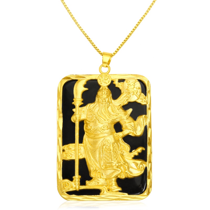 Aksesoris Liontin Giok Hetian Gold plated 24K Untuk Pria Dan Wanita