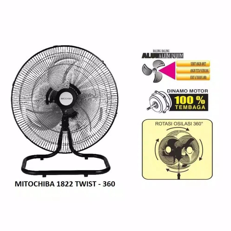 MITOCHIBA Kipas Angin Fan 18 Inch Twist MT1822 T