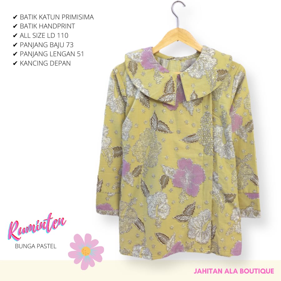 Blus ruminten pastel batik solo atasan kerja