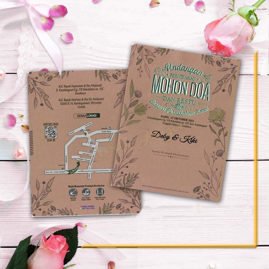 Undangan Pernikahan Murah Elegan Unik I Kartu Undangan dengan Font Foil di Cover