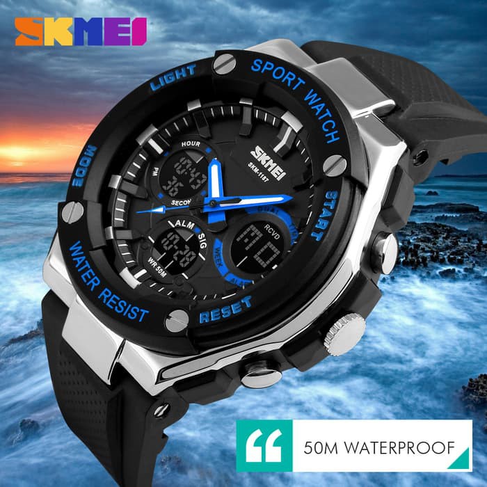 MUST HAVE Jam Tangan Pria Original Skmei Model G-shock Anti Air 55m warna Putih TERLARIS
