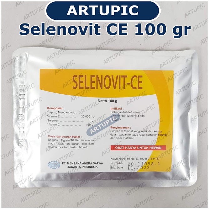 Selenovit CE 100 gram Vitamin Mineral Ayam Unggas Selenium Vit C Vit E Antioksidan Sistem Imun