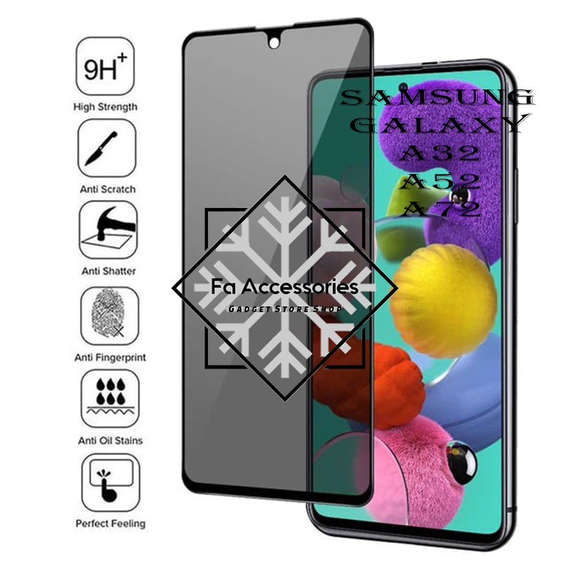 FA Tempered Glass Privacy Anti Spy Full SAMSUNG GALAXY A22 A32 A52 A52S A72 A33 A53 A73 4g 5g A03 A03CORE CORE A03S A04 A04E A04S  S E FULL SCREEN