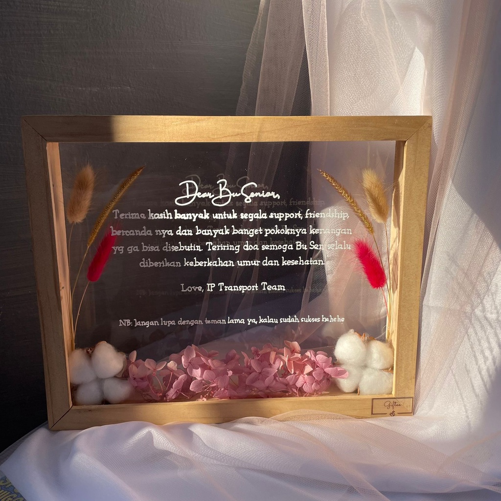 3D frame gift dried flower ukuran 6R/8R/pigura bingkai custom double acrylic/hadiah