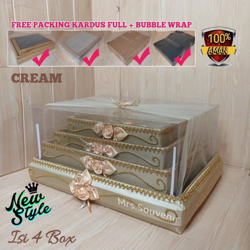 Kotak Parcel Hantaran Seserahan 1 Set Isi 4 Box Kotak Mahar Cincin Pernikahan