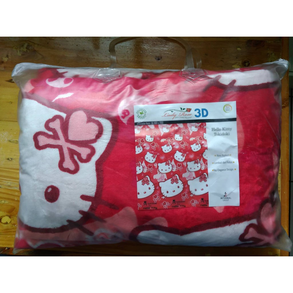 [[Paling Lariss]] SELIMUT LADY ROSE 160x200 3D HELLO KITTY TOKIDOKI BLANKET
