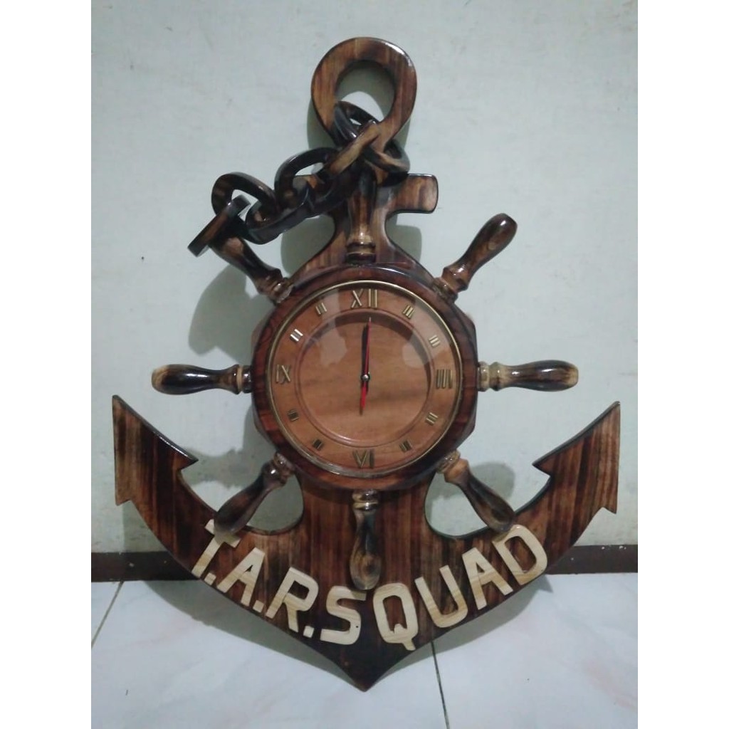 Jam Dinding Kayu Jangkar Besar