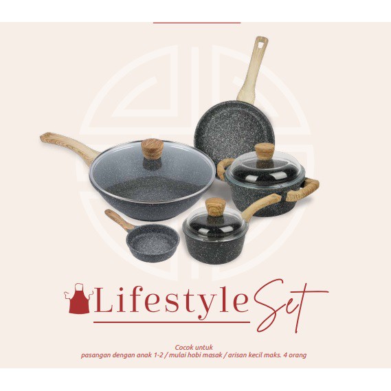 Granit Set Pan Frying pan Granit Granite Fry pan Sauce pan Panci Kuali Wajan Penggorengan Debellin