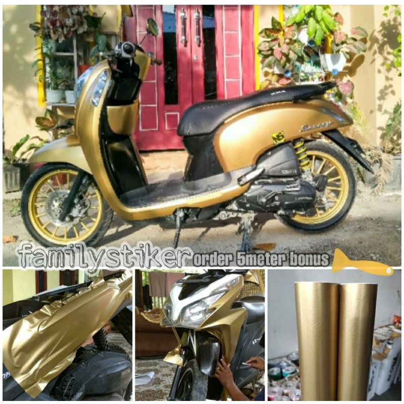 Skotlet motor warna gold stiker skotlet motor coper