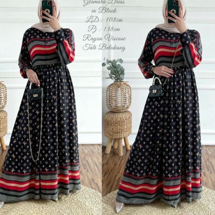 Keluaran Terbaru.. EONIE DRESS BLACK - DRESS RAYON MOTIF DORI BUSUI