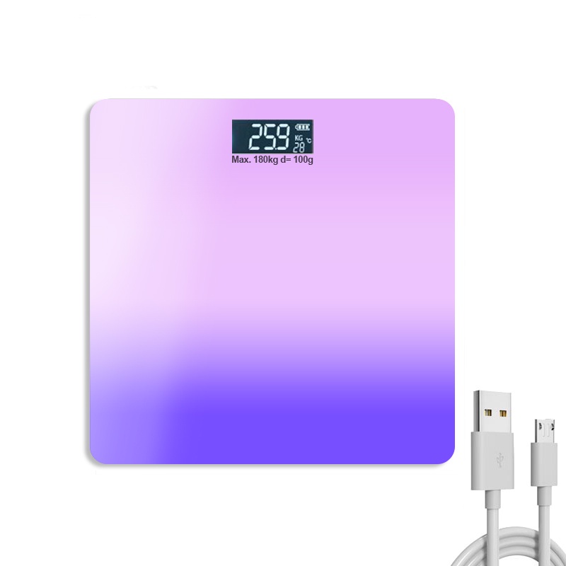 Timbangan Badan Digital Motif Rainbow Pelangi Kaca Tempered Ukuran 26x26cm Electronic Personal Scale Weight 180kg