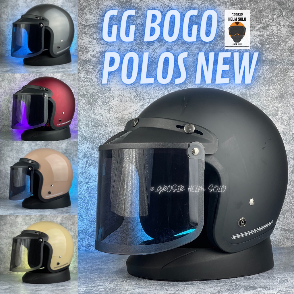 Helm bogo dewasa wanita kaca datar full leher retro SNI