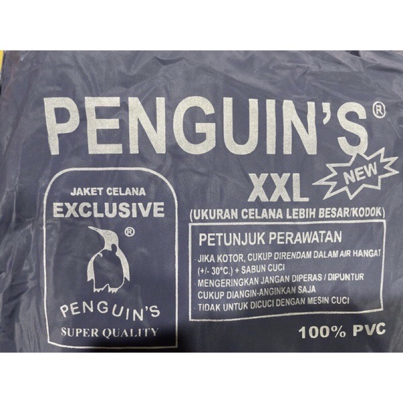 as Hujan Setelan Pinguin Jaket Celana Penguins Exclusive XXL 100% PVC TEBAL Asli Penguin Original